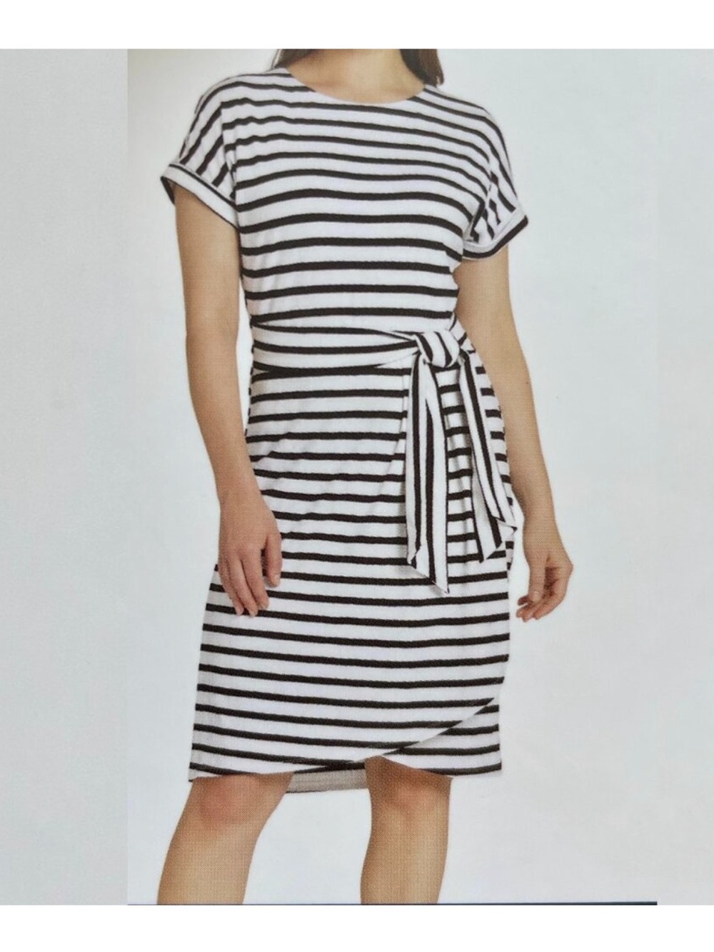 Chaps Striped Belted Dress XXL